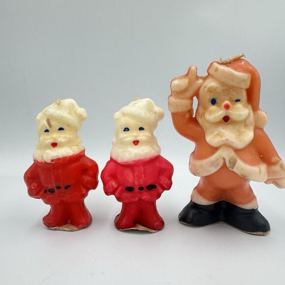 Gurley Christmas Candles Santa Lot of 3 Vintage - Picture 1 of 5